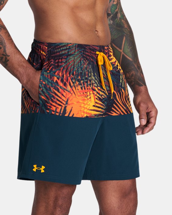 Men's UA Pattern Block Volley Shorts, Green, pdpMainDesktop image number 3